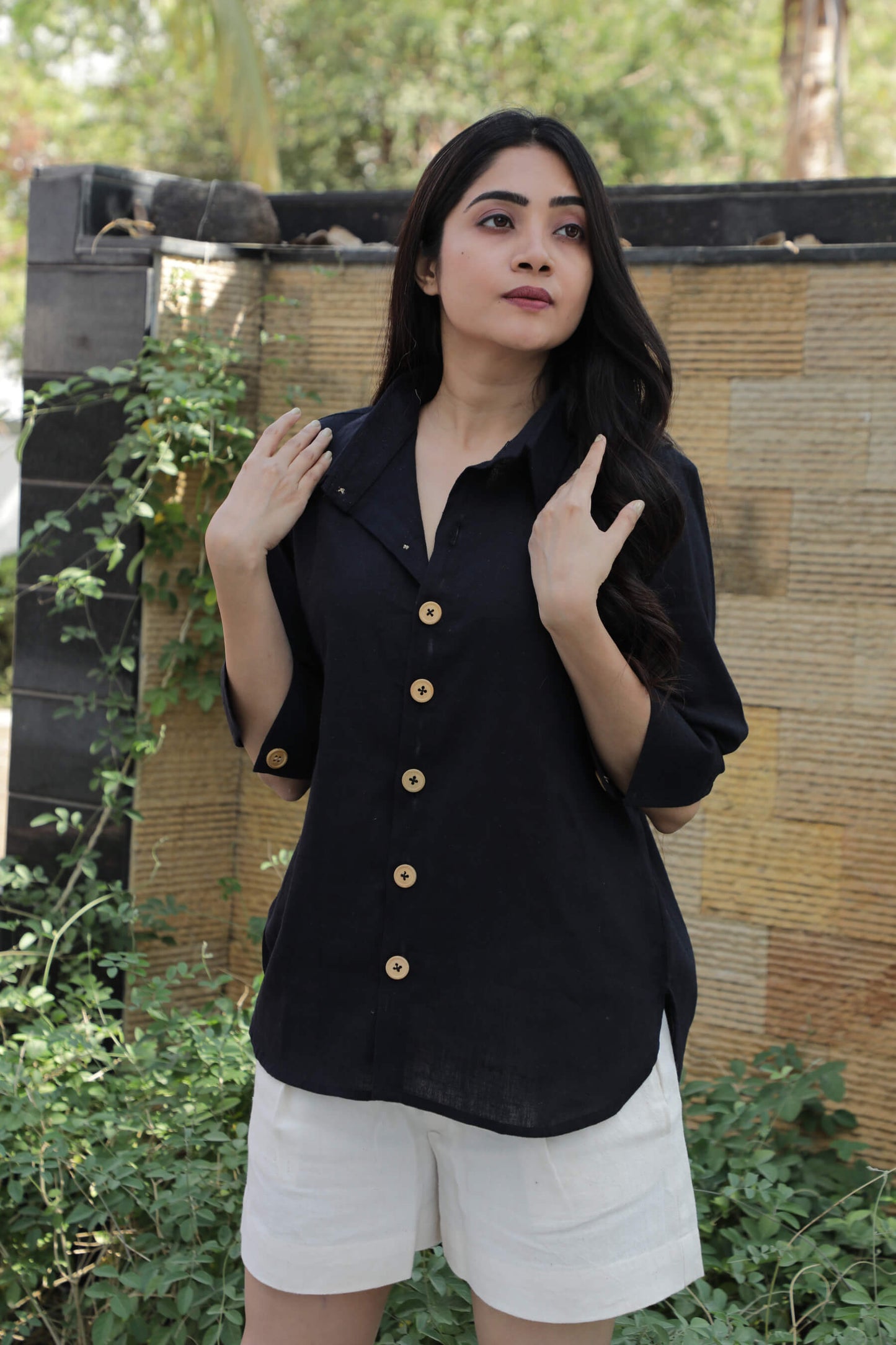 Black Kala Cotton Shirt for Women