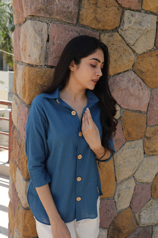 Indigo Blue Kala Cotton Shirt for Women