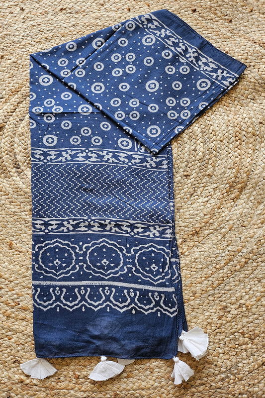 Indigo Pure Printed Printed Stole for Women