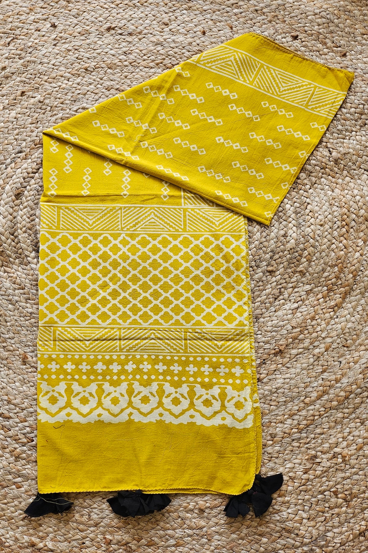 Yellow HandBlock Printed Stole for Women